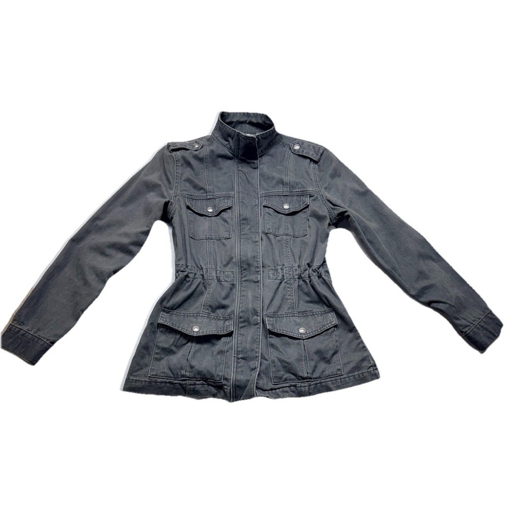 Levis San Francisco Denim Full Zip Snap Jacket Womens Charcoal Size Medium